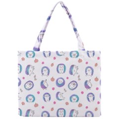 Cute And Funny Purple Hedgehogs On A White Background Mini Tote Bag by SychEva