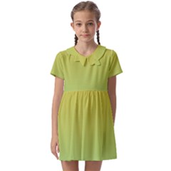 Gradient Yellow Green Kids  Asymmetric Collar Dress by ddcreations