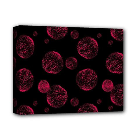 Red Sponge Prints On Black Background Deluxe Canvas 14  X 11  (stretched) by SychEva