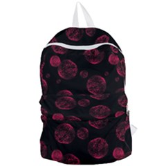 Red Sponge Prints On Black Background Foldable Lightweight Backpack by SychEva