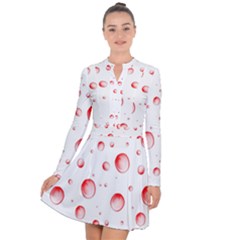 Red Drops On White Background Long Sleeve Panel Dress by SychEva