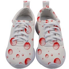 Red Drops On White Background Kids Athletic Shoes by SychEva