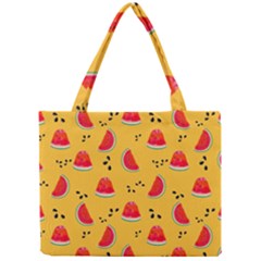 Slices Of Juicy Red Watermelon On A Yellow Background Mini Tote Bag by SychEva