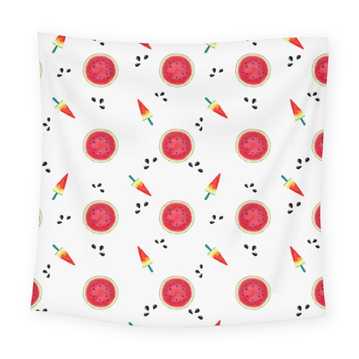 Slices Of Red And Juicy Watermelon Square Tapestry (Large)
