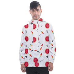 Slices Of Red And Juicy Watermelon Men s Front Pocket Pullover Windbreaker by SychEva