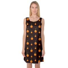 Halloween Pumpkins Pattern, Witch Hat Jack O  Lantern Sleeveless Satin Nightdress by Casemiro