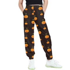 Halloween Pumpkins Pattern, Witch Hat Jack O  Lantern Kids  Elastic Waist Pants by Casemiro