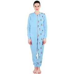 Cute Kawaii Dogs Pattern At Sky Blue Onepiece Jumpsuit (ladies)  by Casemiro
