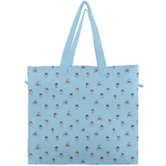 Cute Kawaii Dogs Pattern At Sky Blue Canvas Travel Bag