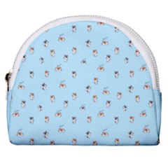 Cute Kawaii Dogs Pattern At Sky Blue Horseshoe Style Canvas Pouch