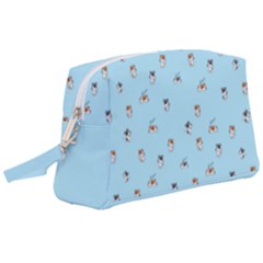 Cute Kawaii Dogs Pattern At Sky Blue Wristlet Pouch Bag (large)