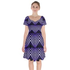 Digital Waves Short Sleeve Bardot Dress by Sparkle