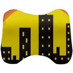 Skyline-city-building-sunset Head Support Cushion by Sudhe