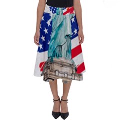 Statue Of Liberty Independence Day Poster Art Perfect Length Midi Skirt by Sudhe