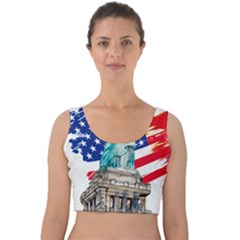Statue Of Liberty Independence Day Poster Art Velvet Crop Top by Sudhe