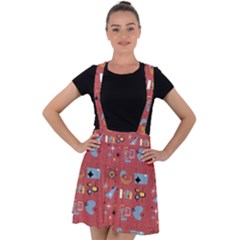 50s Red Velvet Suspender Skater Skirt by InPlainSightStyle