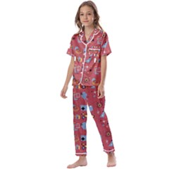 50s Red Kids  Satin Short Sleeve Pajamas Set by InPlainSightStyle