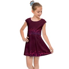 Red Splashes On Purple Background Kids  Cap Sleeve Dress by SychEva