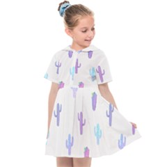 Purple And Blue Cacti Kids  Sailor Dress by SychEva