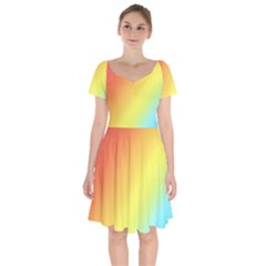 Rainbow Gradient  Short Sleeve Bardot Dress by Dazzleway
