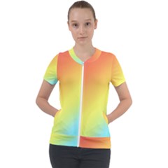 Rainbow Gradient  Short Sleeve Zip Up Jacket by Dazzleway
