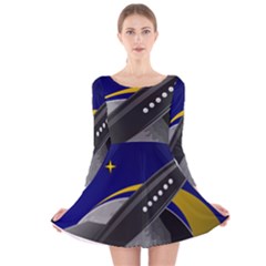 Science-fiction-sci-fi-sci-fi-logo Long Sleeve Velvet Skater Dress by Sudhe