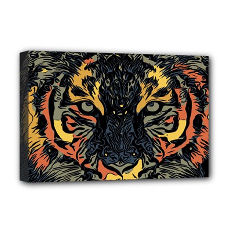 Tiger-predator-abstract-feline Deluxe Canvas 18  X 12  (stretched)