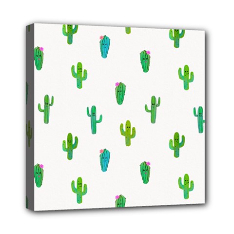 Funny Cacti With Muzzles Mini Canvas 8  X 8  (stretched) by SychEva
