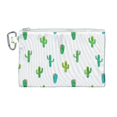Funny Cacti With Muzzles Canvas Cosmetic Bag (large) by SychEva