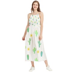 Green Cacti With Sun Boho Sleeveless Summer Dress by SychEva