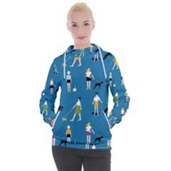 Girls Walk With Their Dogs Women s Hooded Pullover by SychEva