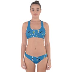 Girls Walk With Their Dogs Cross Back Hipster Bikini Set by SychEva