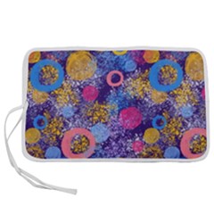 Multicolored Splashes And Watercolor Circles On A Dark Background Pen Storage Case (m) by SychEva