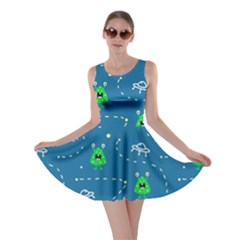 Funny Aliens With Spaceships Skater Dress by SychEva