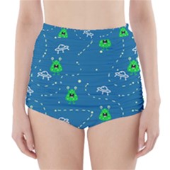 Funny Aliens With Spaceships High-waisted Bikini Bottoms by SychEva