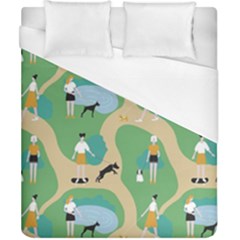 Girls With Dogs For A Walk In The Park Duvet Cover (california King Size) by SychEva