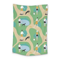 Girls With Dogs For A Walk In The Park Small Tapestry by SychEva