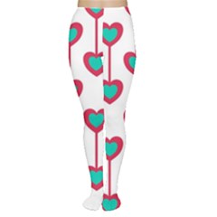 Red Hearts On A White Background Tights by SychEva
