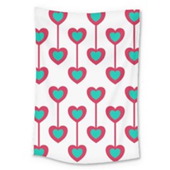Red Hearts On A White Background Large Tapestry by SychEva