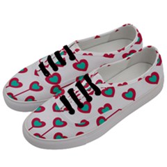 Red Hearts On A White Background Men s Classic Low Top Sneakers by SychEva