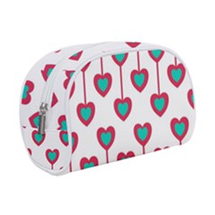 Red Hearts On A White Background Make Up Case (small) by SychEva
