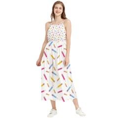Multicolored Pencils And Erasers Boho Sleeveless Summer Dress by SychEva