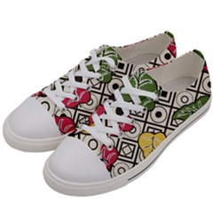 Leaves Foliage Batik Seamless Men s Low Top Canvas Sneakers by Amaryn4rt