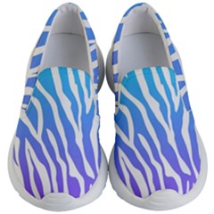 White Tiger Purple & Blue Animal Fur Print Stripes Kids Lightweight Slip Ons