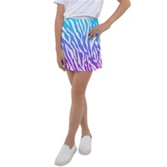 White Tiger Purple & Blue Animal Fur Print Stripes Kids  Tennis Skirt