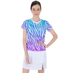White Tiger Purple & Blue Animal Fur Print Stripes Women s Sports Top