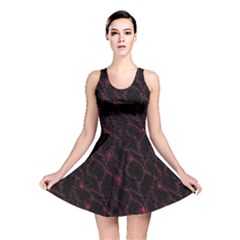 Pink Abstract Flowers With Splashes On A Dark Background  Abstract Print Reversible Skater Dress by SychEva