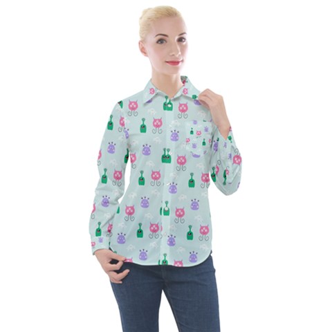 Funny Monsters Aliens Women s Long Sleeve Pocket Shirt by SychEva
