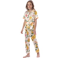 Yellow Juicy Pears And Apricots Kids  Satin Short Sleeve Pajamas Set by SychEva