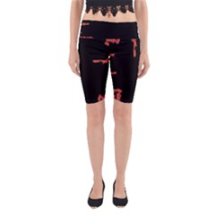 Red And Black Abstract Grunge Print Yoga Cropped Leggings by dflcprintsclothing